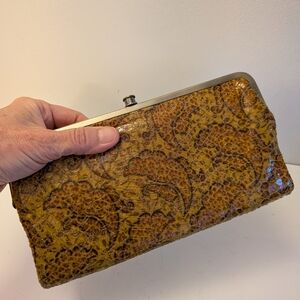 Snakeskin Hobo Leather Double Frame Clutch Wallet Lauren Glam Snake Iridescent